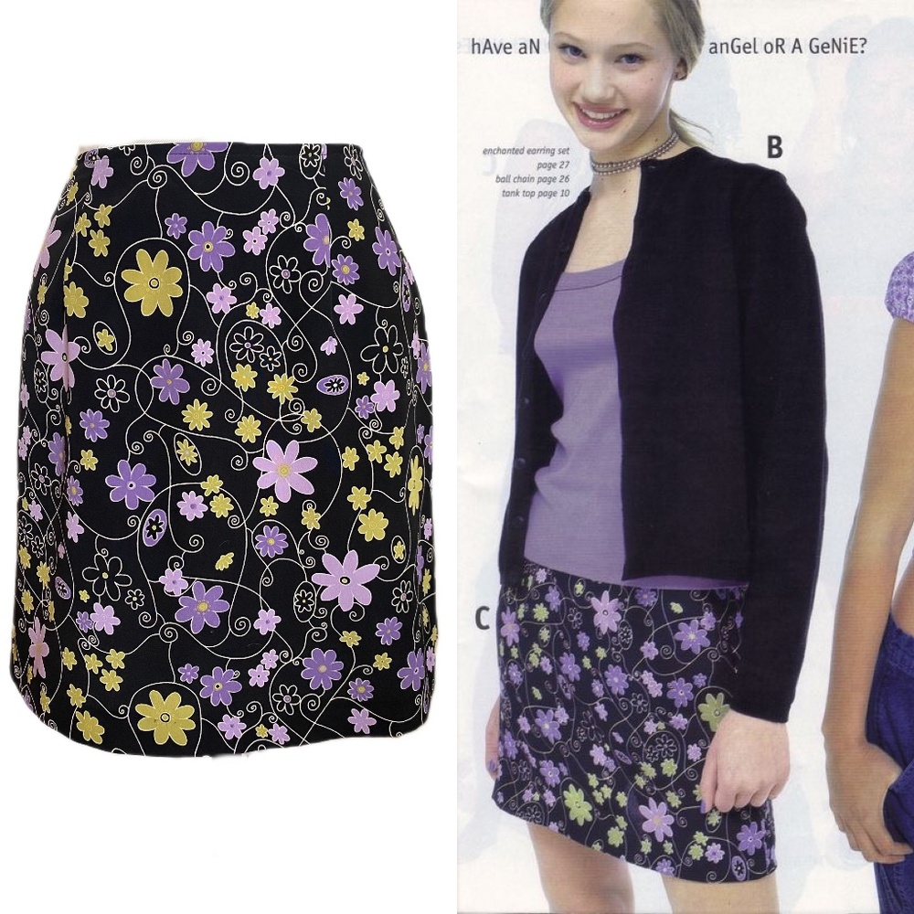 90s Un Deux Trois Floral Print Skirt Featured in Delia's Catalog